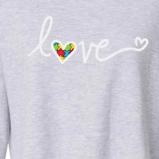 Love Heart Puzzle Cute Autism Awareness ASD Women Cropped Pullover Crew