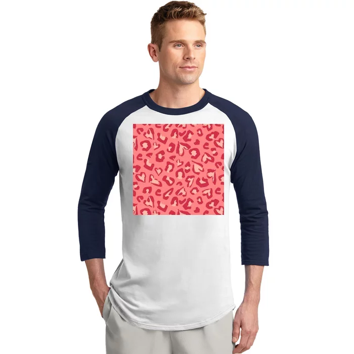 Leopard Heart Pattern Baseball Sleeve Shirt