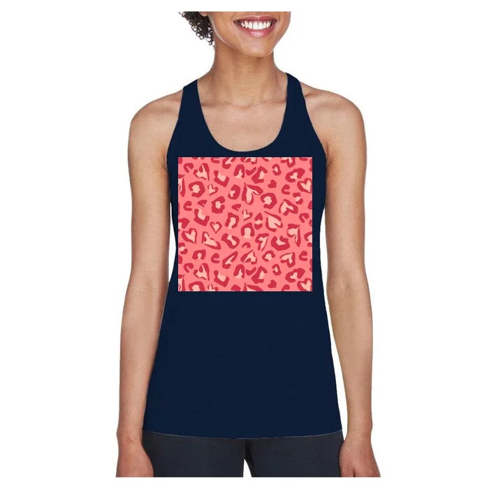 Leopard Heart Pattern Women's Racerback Tank