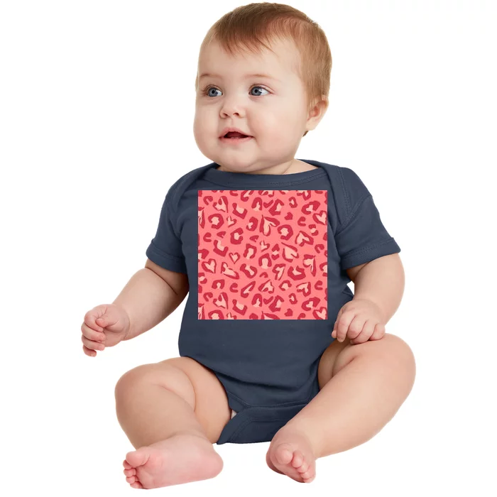 Leopard Heart Pattern Baby Bodysuit