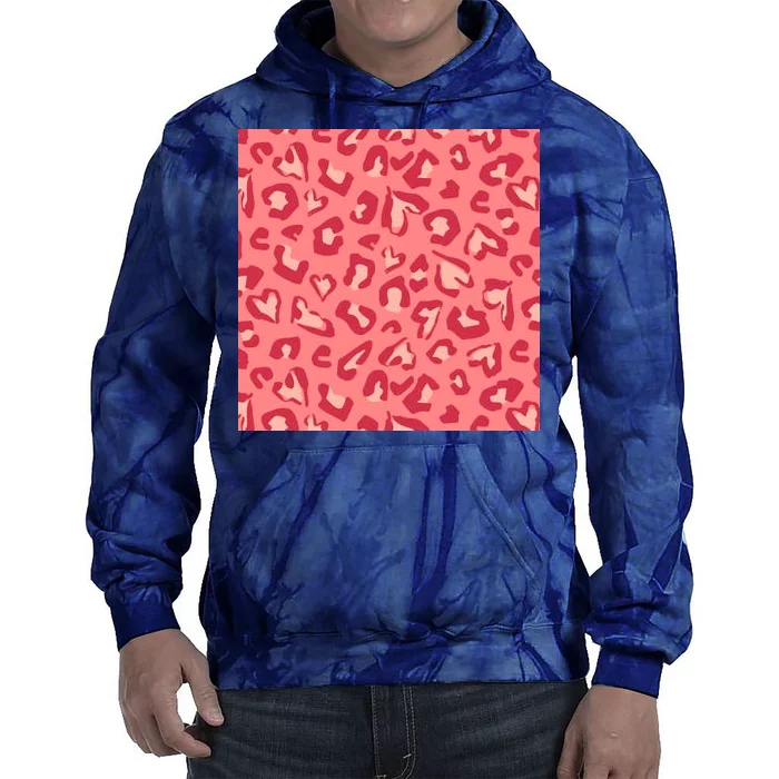 Leopard Heart Pattern Tie Dye Hoodie