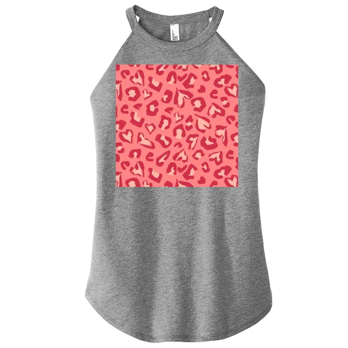 Leopard Heart Pattern Women’s Perfect Tri Rocker Tank