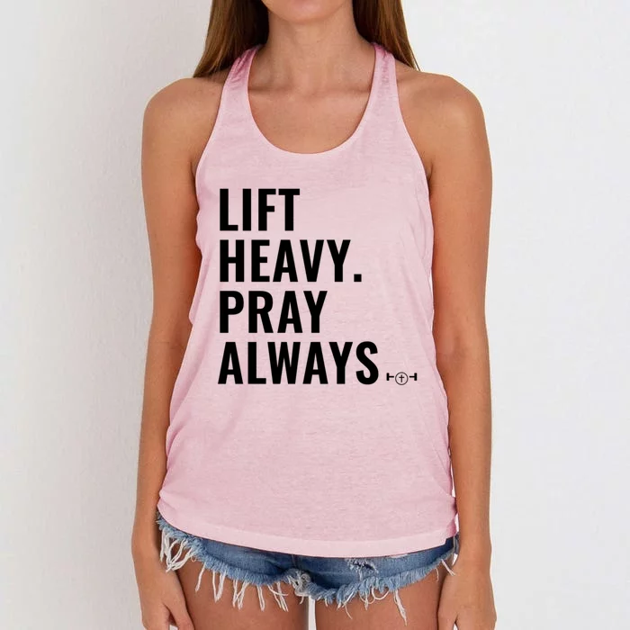 Lift Heavy Pray Always Weight Lifting Christian Faith Gift Women's Knotted Racerback Tank