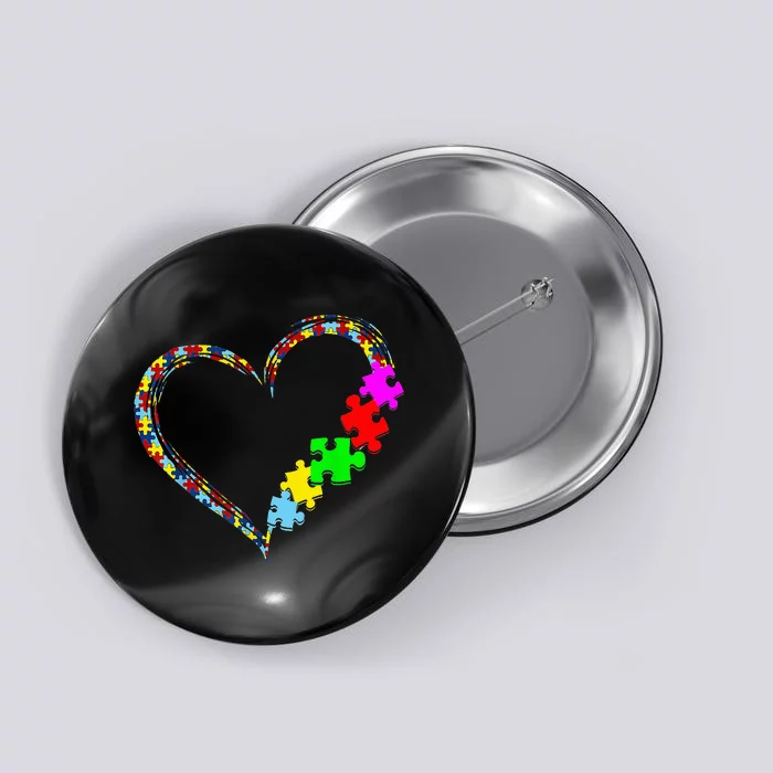 Love Heart Puzzle Piece Autism acceptance Button