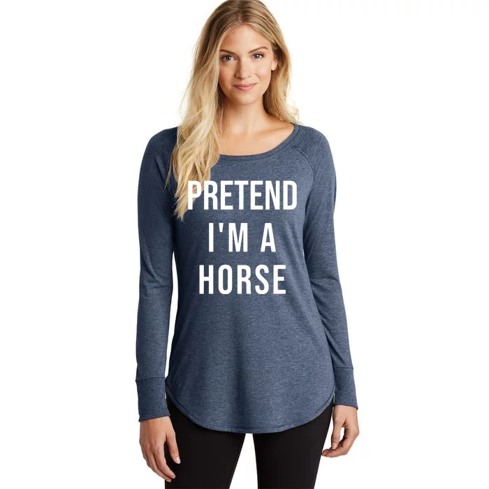 Lazy Halloween Pretend IM A Horse Costume Funny Party Women's Perfect Tri Tunic Long Sleeve Shirt