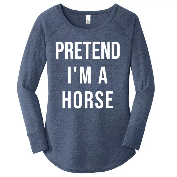 Lazy Halloween Pretend IM A Horse Costume Funny Party Women's Perfect Tri Tunic Long Sleeve Shirt