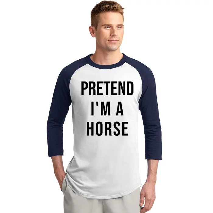 Lazy Halloween Pretend IM A Horse Costume Funny Party Baseball Sleeve Shirt