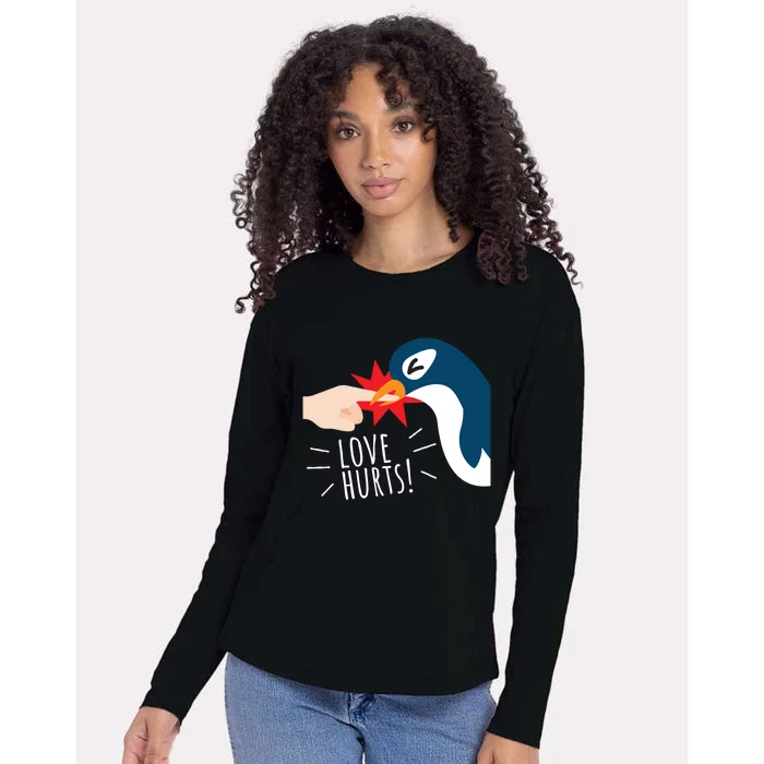 Love Hurts Penguin Funny Cute Valentines Day Gift Great Gift Womens Cotton Relaxed Long Sleeve T-Shirt