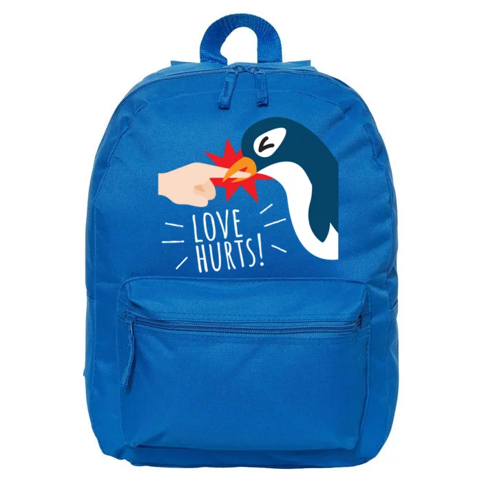 Love Hurts Penguin Funny Cute Valentines Day Gift Great Gift 16 in Basic Backpack