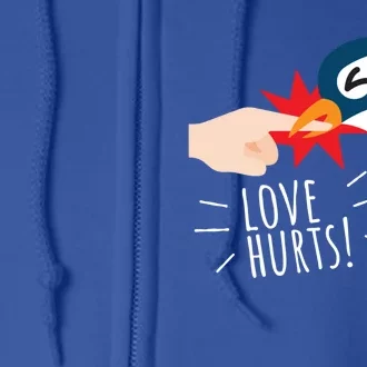 Love Hurts Penguin Funny Cute Valentines Day Gift Great Gift Full Zip Hoodie