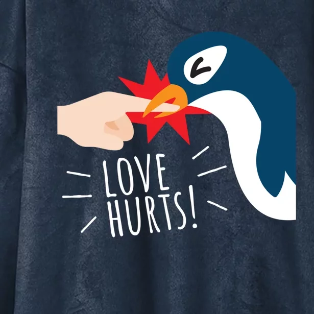 Love Hurts Penguin Funny Cute Valentines Day Gift Great Gift Hooded Wearable Blanket