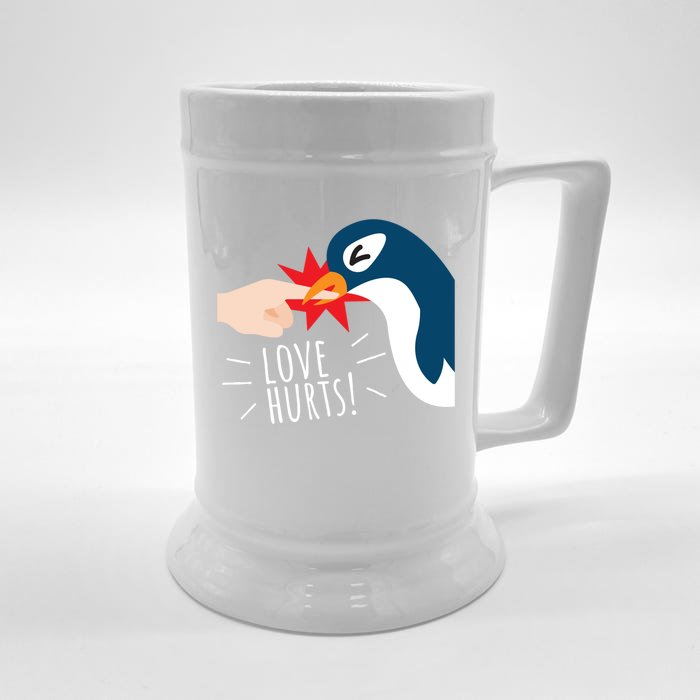 Love Hurts Penguin Funny Cute Valentines Day Gift Great Gift Front & Back Beer Stein