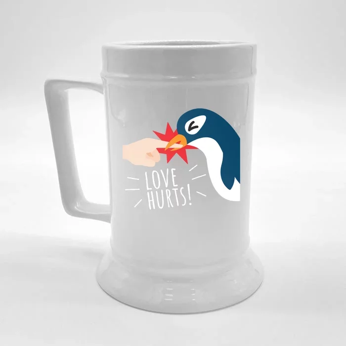 Love Hurts Penguin Funny Cute Valentines Day Gift Great Gift Front & Back Beer Stein