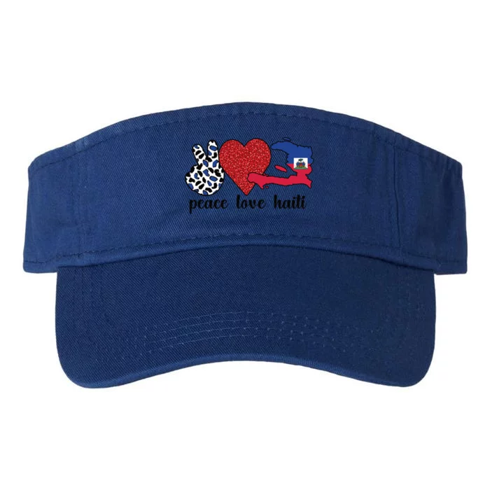 Love Haiti Proud Haitian Flag Haitian Roots Funny Gift Valucap Bio-Washed Visor