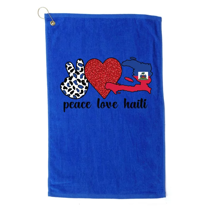 Love Haiti Proud Haitian Flag Haitian Roots Funny Gift Platinum Collection Golf Towel