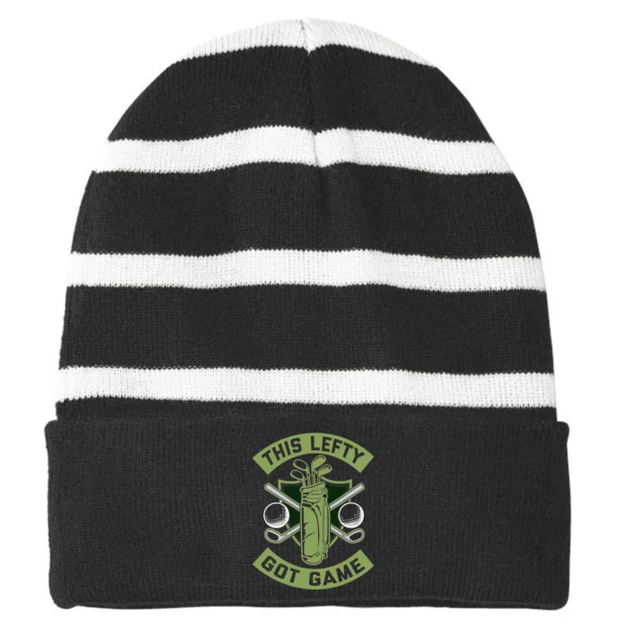 Left Handed Person Design for a Left handed golfer Striped Beanie with Solid Band