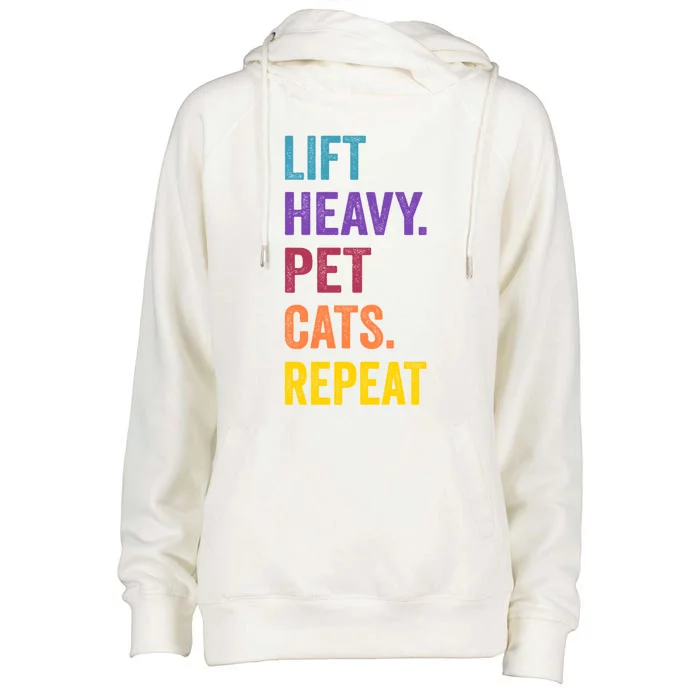 Lift Heavy Pet Cat Funny Gym Workout Weightlifter Deadlifter Gift Womens Funnel Neck Pullover Hood