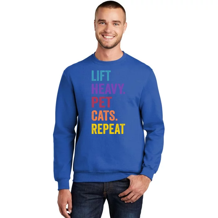 Lift Heavy Pet Cat Funny Gym Workout Weightlifter Deadlifter Gift Tall Sweatshirt