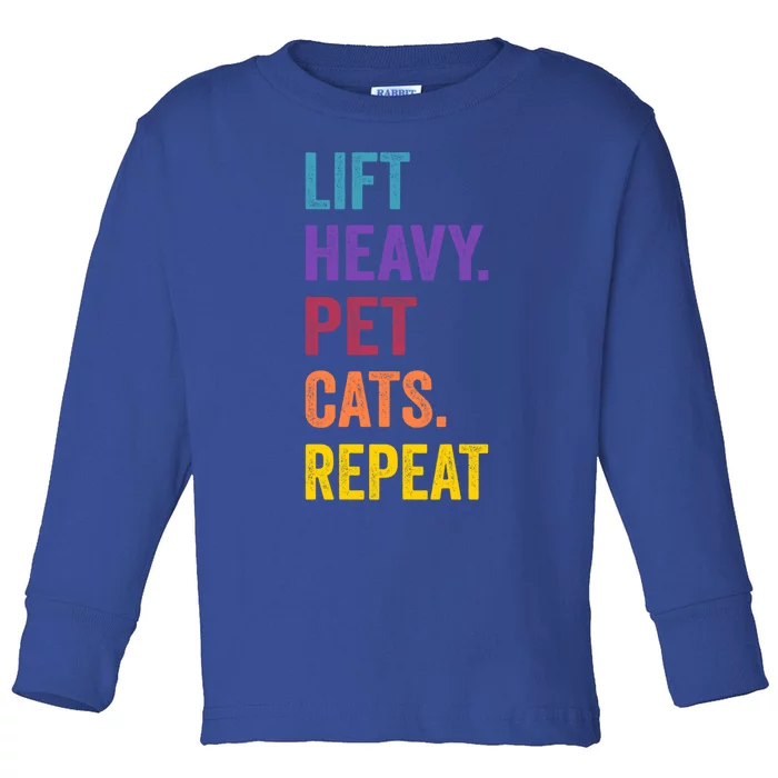 Lift Heavy Pet Cat Funny Gym Workout Weightlifter Deadlifter Gift Toddler Long Sleeve Shirt