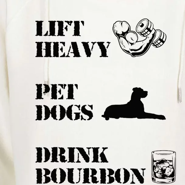 Lift Heavy Pet Dogs Drink Bourbon Womens Funnel Neck Pullover Hood