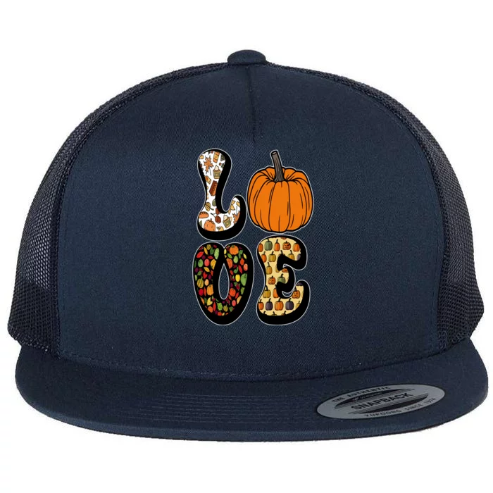 Love Halloween Pumpkin Cute Flat Bill Trucker Hat