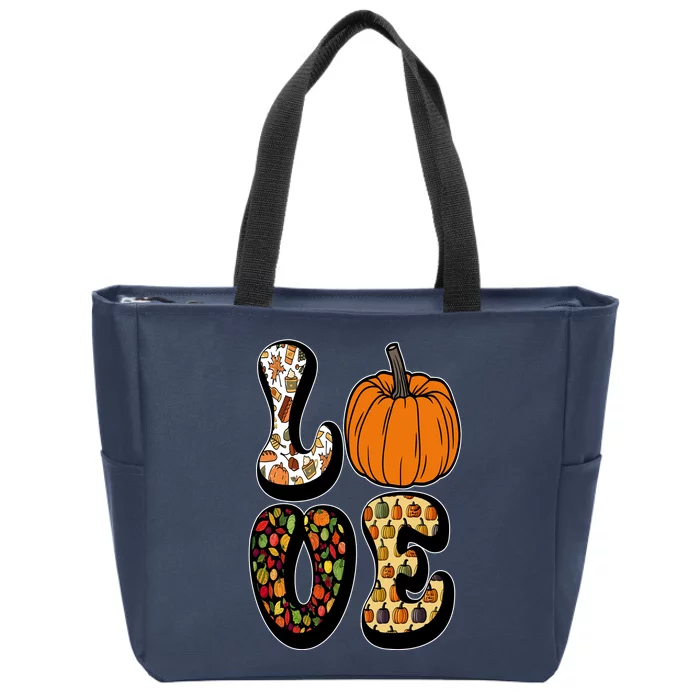 Love Halloween Pumpkin Cute Zip Tote Bag