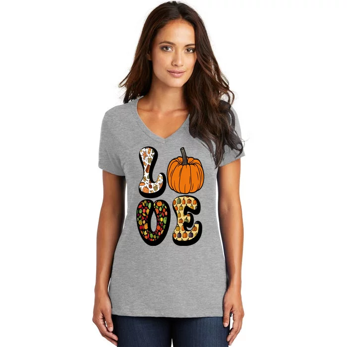 Love Halloween Pumpkin Cute Women's V-Neck T-Shirt