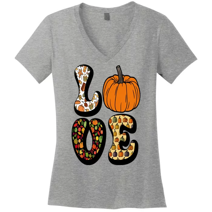 Love Halloween Pumpkin Cute Women's V-Neck T-Shirt