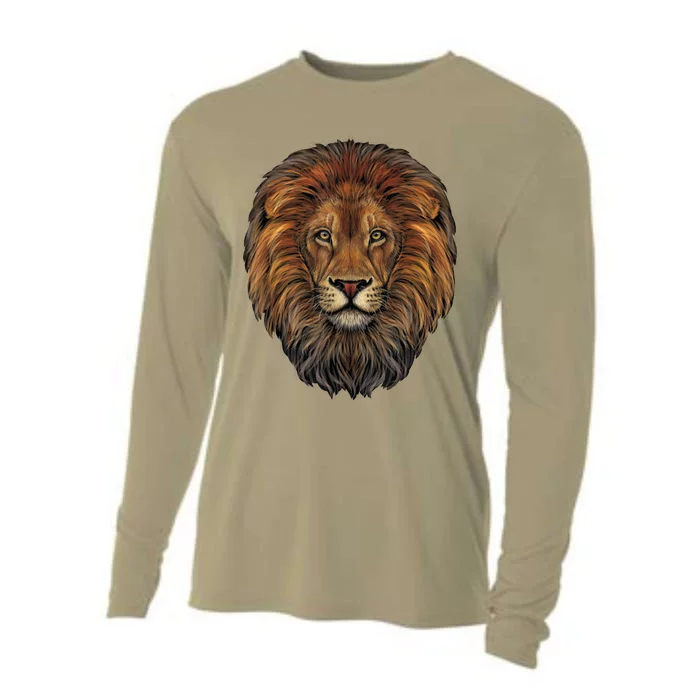 Lion Head Realistic For Lovers Of Lions King African Animal Cooling Performance Long Sleeve Crew