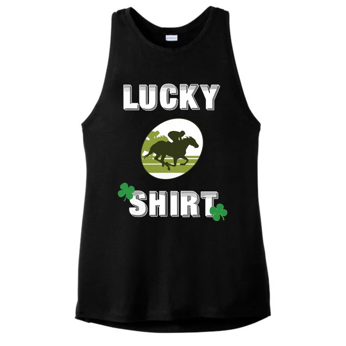 Lucky Horse Race Equestrian Darks Ladies Tri-Blend Wicking Tank