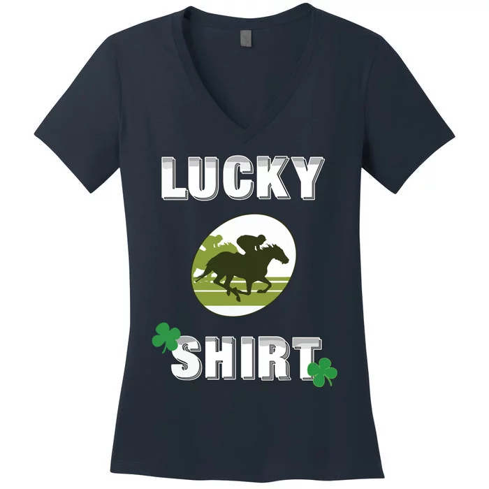 Lucky Horse Race Equestrian Darks Women's V-Neck T-Shirt