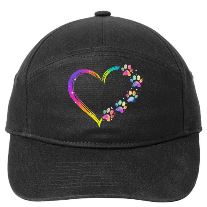 LGBT Heart Rainbow Dog Paw LGBT Pride LGBT Supporter 7-Panel Snapback Hat