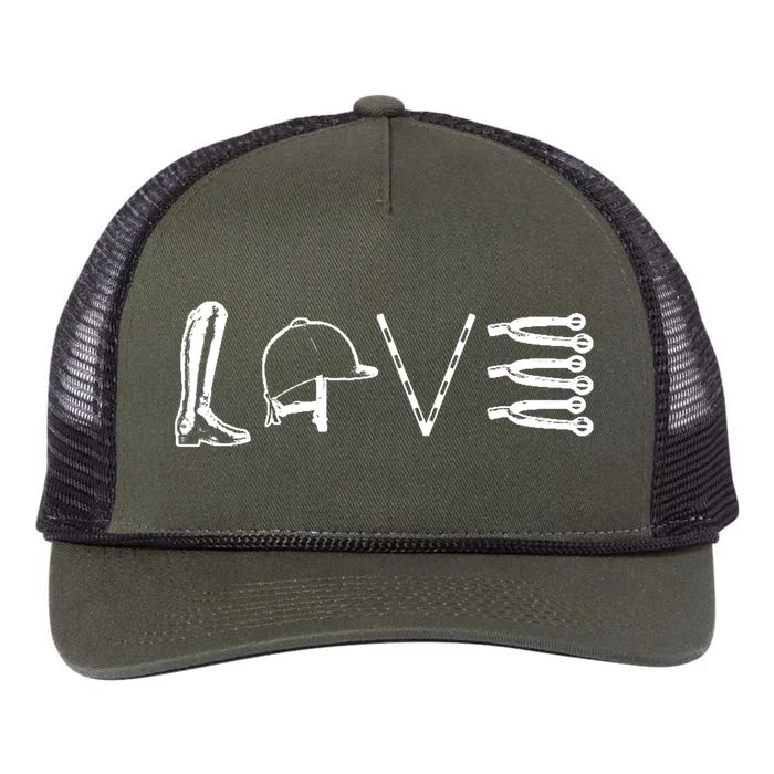 Love Horseback Riding Retro Rope Trucker Hat Cap