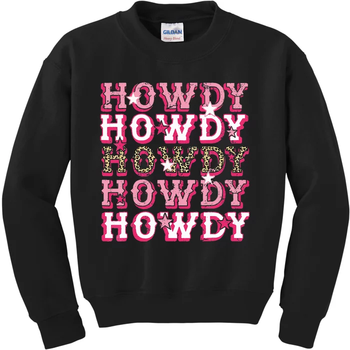 Leopard Howdy Rodeo Western Country Southern Cowgirl Kids Sweatshirt