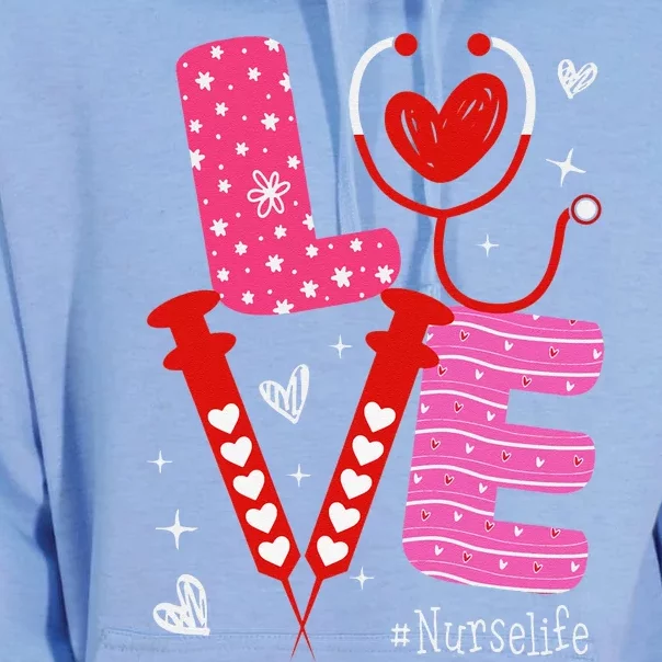 LOVE Heart Stethoscope Nurse Life Funny Nurse Valentines Day Unisex Surf Hoodie