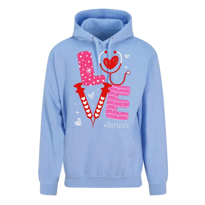 LOVE Heart Stethoscope Nurse Life Funny Nurse Valentines Day Unisex Surf Hoodie