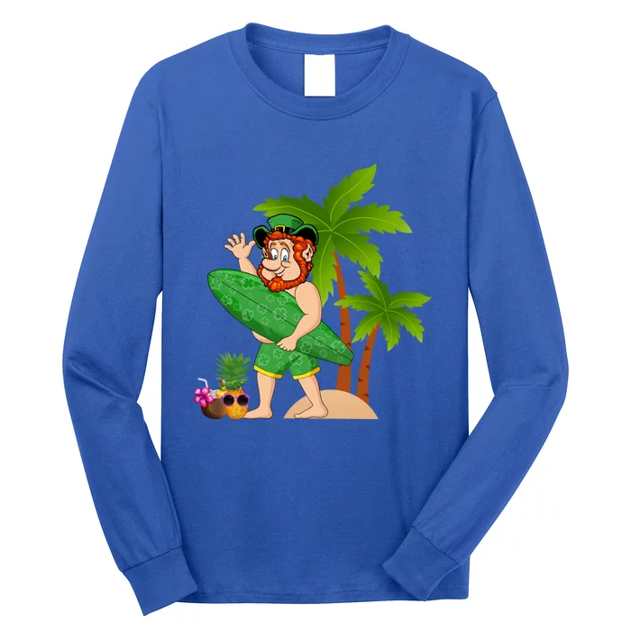 Leprechaun Hawaiian Surfing St Patricks Day Hawaii Gift Long Sleeve Shirt