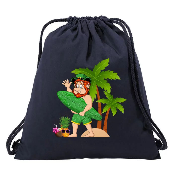 Leprechaun Hawaiian Surfing St Patricks Day Hawaii Gift Drawstring Bag