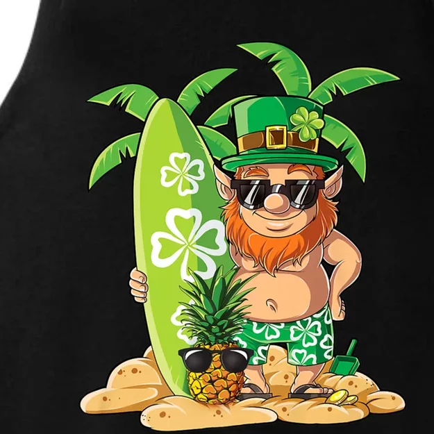 Leprechaun Hawaiian Surfing St Patricks Day Hawaii Meaningful Gift Ladies Tri-Blend Wicking Tank