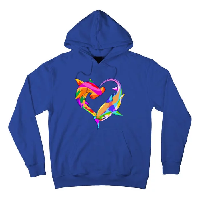 Love Heart Shark Valentine's Day I Love Sharks Colorful Gift Tall Hoodie