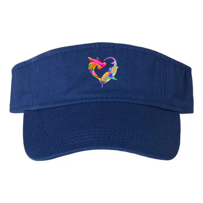 Love Heart Shark Valentine's Day I Love Sharks Colorful Gift Valucap Bio-Washed Visor