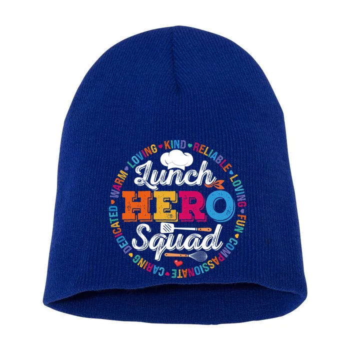 Lunch Hero Squad Funny Lunch Lady School Cafeteria Worker Gift Short Acrylic Beanie