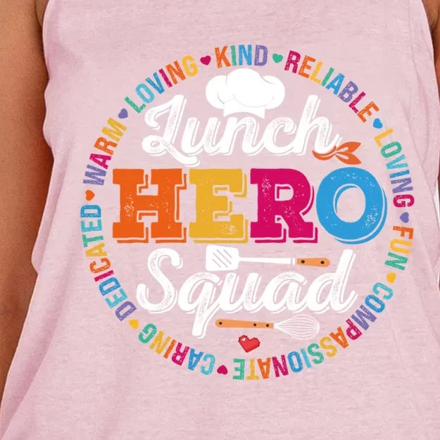 Lunch Hero Squad Funny Lunch Lady School Cafeteria Worker Gift Women's Knotted Racerback Tank