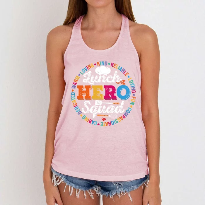 Lunch Hero Squad Funny Lunch Lady School Cafeteria Worker Gift Women's Knotted Racerback Tank