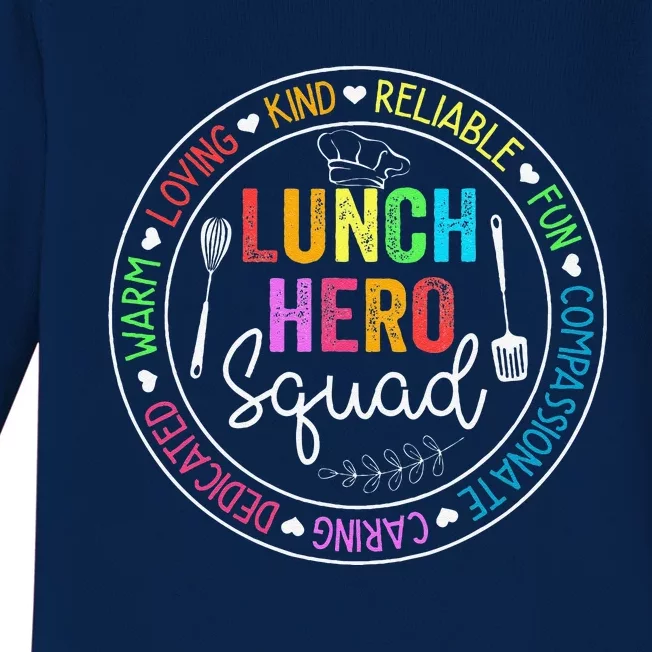 Lunch Hero Squad Funny Lunch Lady School Cafeteria Worker Baby Long Sleeve Bodysuit