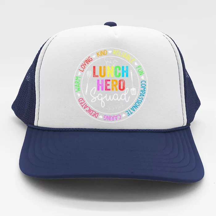 Lunch Hero Squad Funny Lunch Lady School Cafeteria Worker Trucker Hat