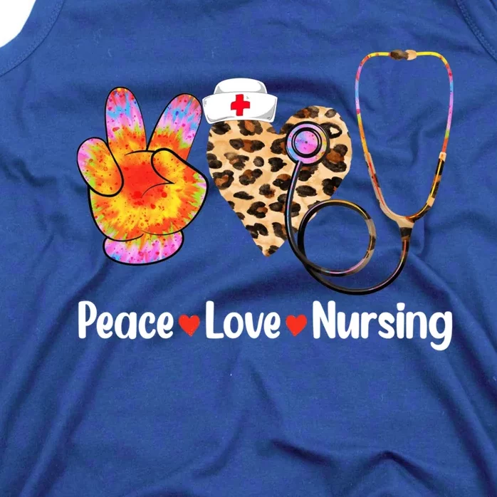 Leopard Heart Stethoscope Peace Love Nursing Cool Gift Tank Top