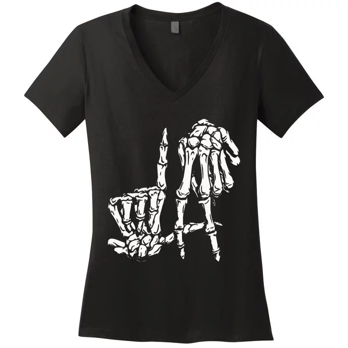 La Hand Sign Lazy DIY Halloween Costume Skeleton Los Angeles Women's V-Neck T-Shirt