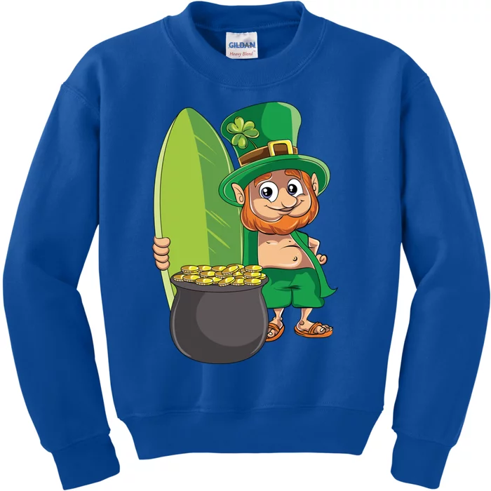 Leprechaun Hawaiian Surfing St Patricks Day Hawaii Aloha Cool Gift Kids Sweatshirt