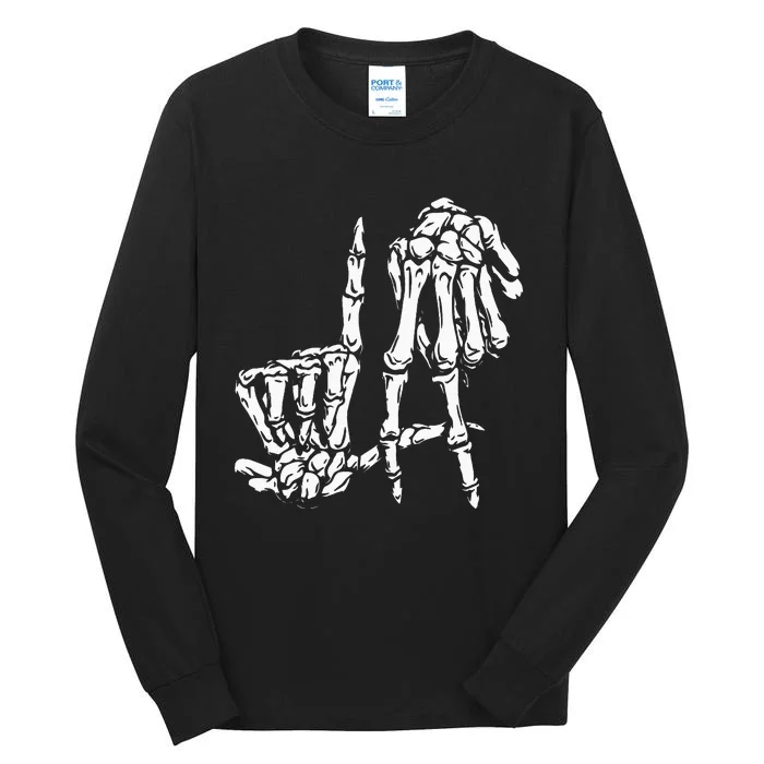 La Hand Sign Lazy Diy Halloween Costume Skeleton Los Angeles Tall Long Sleeve T-Shirt